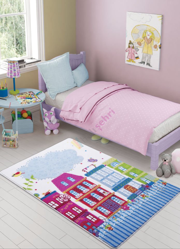Confetti Sweet Home Pembe Çocuk Halısı Yumuşak Yıkabilir