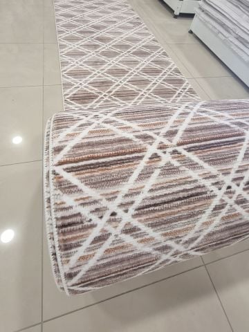 Yağmurser Kareli Kahve Yıkanabilir Halı Kaymaz Taban