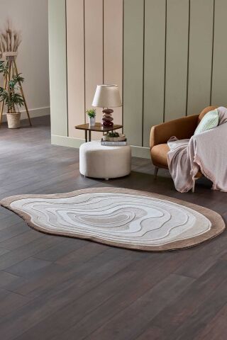 Lugano Art 19061 Kahve Üç Boyutlu Özel Tasarım Halı