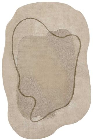 Lugano Art 19041 Bej (Oval) Üç Boyutlu Özel Tasarım Halı